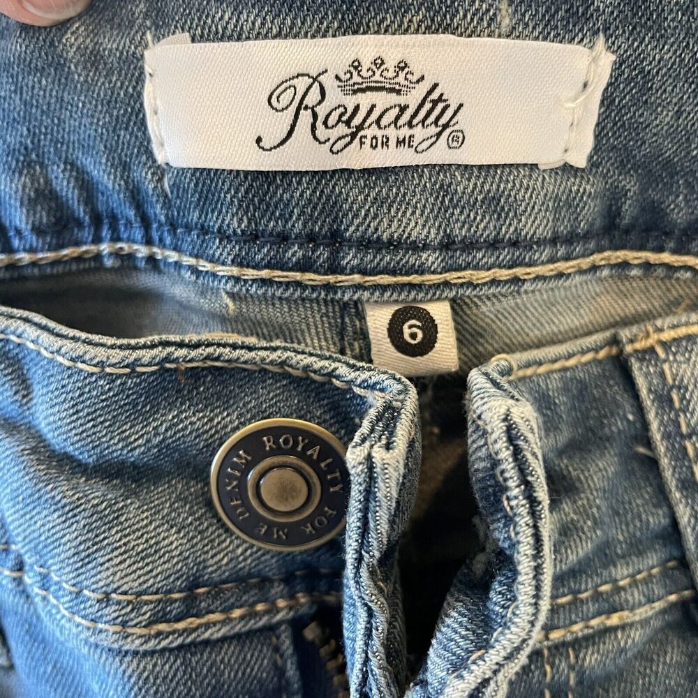 Royalty For Me Women's 6 Ankle Skinny Jeans Medium Wash Raw Hem - Picture 6 of 6